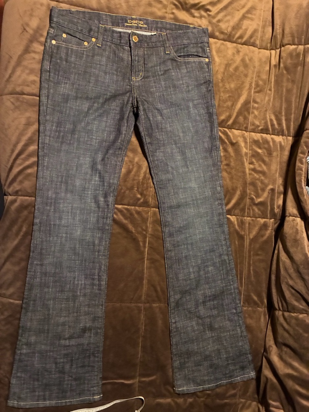Bebe brand, size 31, dark blue jeans, sparkly bebe and stars on backside - Picture 6 of 13